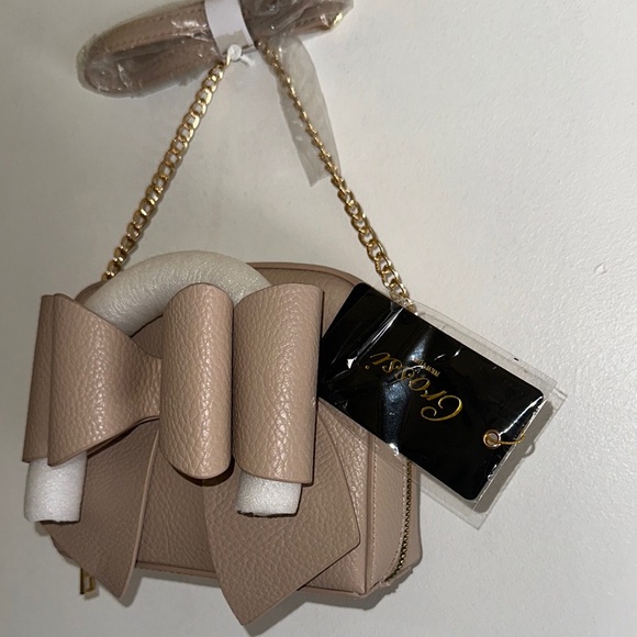 NWT Grossi New York Tan Handbag β Bow Accent | Small & Chic - Picture 4 of 5